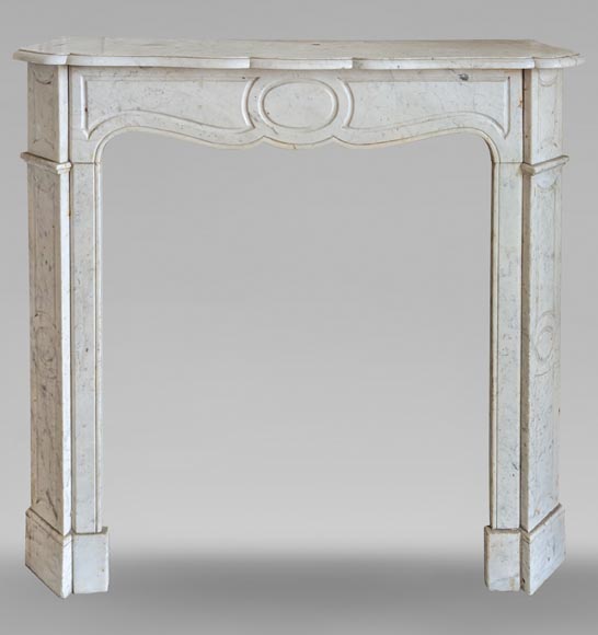 Louis XV style Pompadour mantel in Carrara marble-0