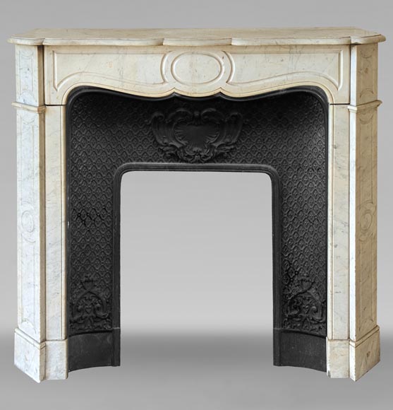 Louis XV style Pompadour mantel in Carrara marble-0