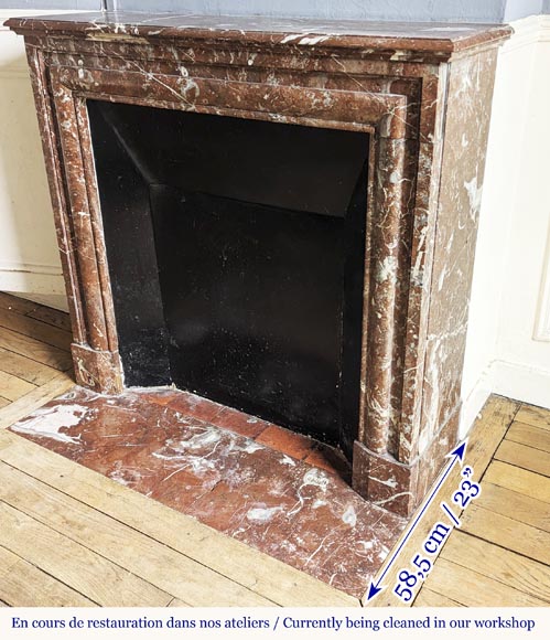 Louis XIV style fireplace in Rouge du Nord marble Louis XIV style fireplace in Rouge du Nord marble-5