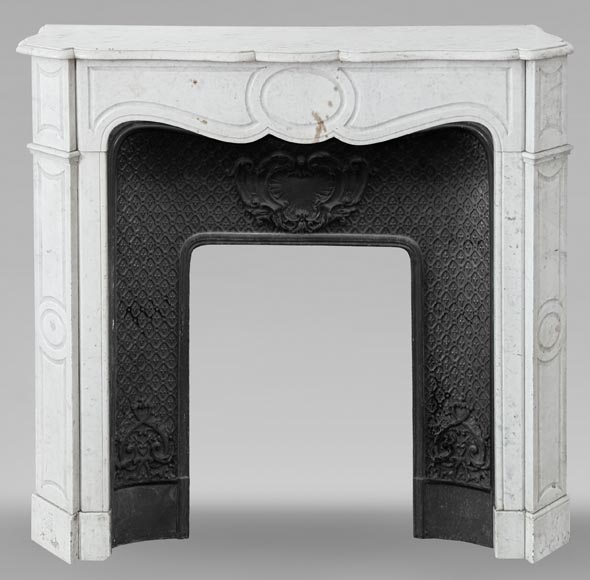 Louis XV style Pompadour mantel in Carrara marble-0