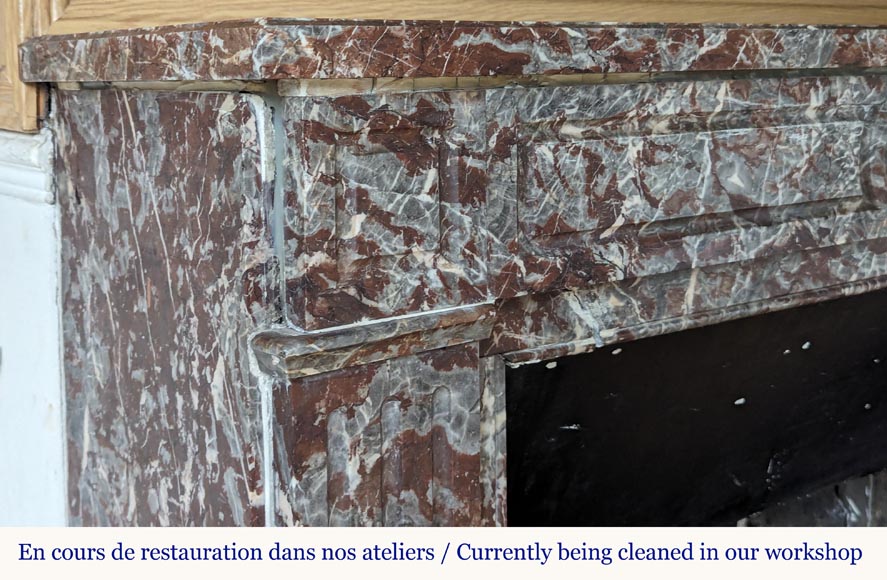 Louis XVI style mantel in Royal Red marble-4