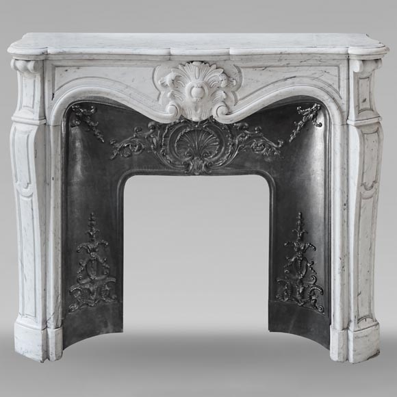 Louis XV style mantel in Carrara marble-0