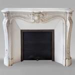 Louis XV style Carrara marble mantel with palmette motif