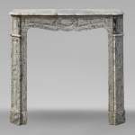 Louis XV style Pompadour mantel in Blue Fleuri marble