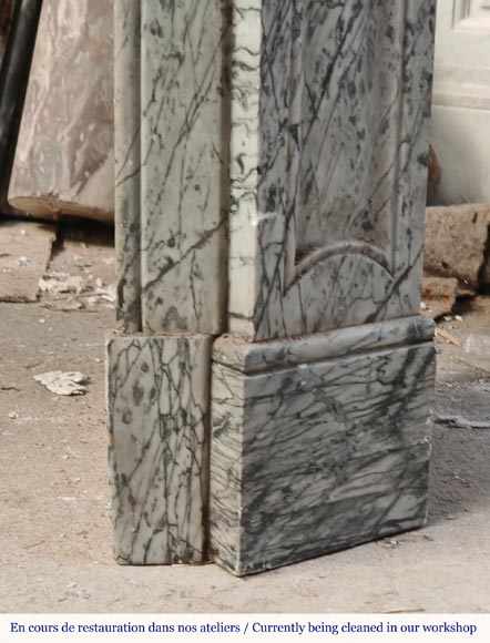 Louis XV style Pompadour mantel in Blue Fleuri marble-7