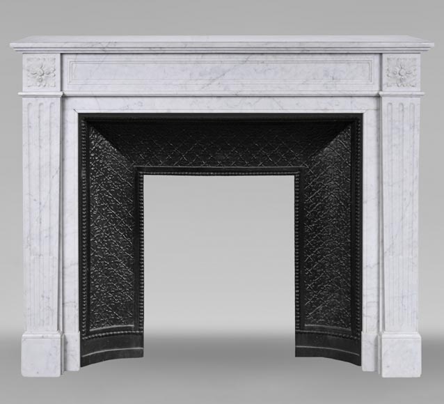 Louis XVI mantel in Carrara marble-0