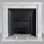 Louis XVI style mantel in Carrara marble adorned with a sunflower flower