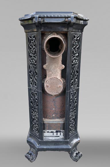 GODIN, Cast Iron Stove with Art Nouveau Floral Decor, 19th-20th Century-3