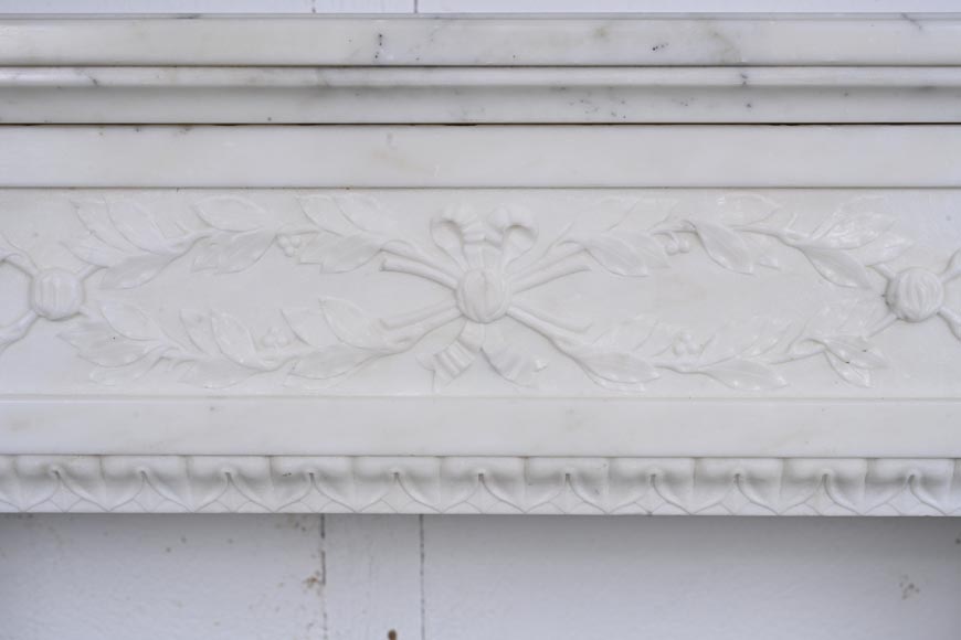 Louis XVI style Carrara marble mantel with half-columns-1