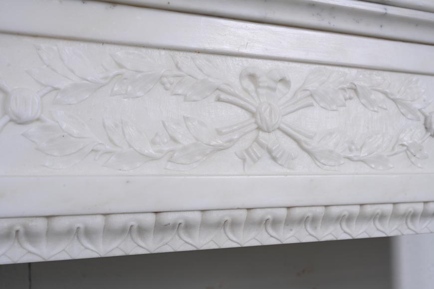 Louis XVI style Carrara marble mantel with half-columns-2