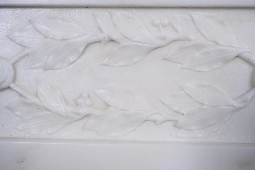 Louis XVI style Carrara marble mantel with half-columns-3