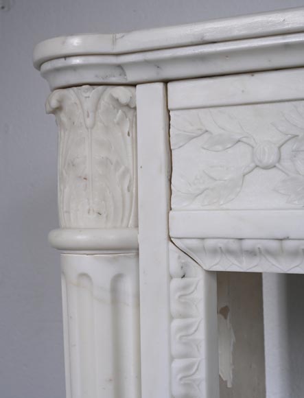 Louis XVI style Carrara marble mantel with half-columns-6