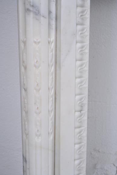 Louis XVI style Carrara marble mantel with half-columns-7