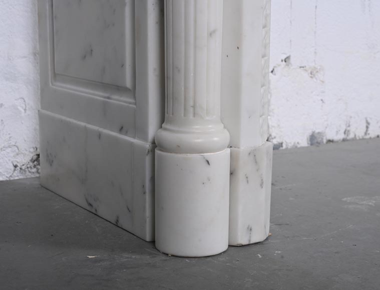 Louis XVI style Carrara marble mantel with half-columns-8