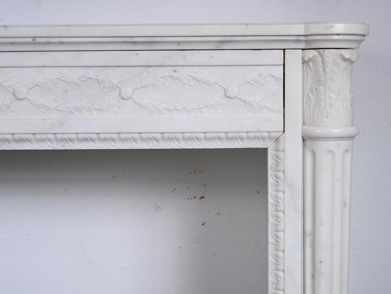 Louis XVI style Carrara marble mantel with half-columns-10