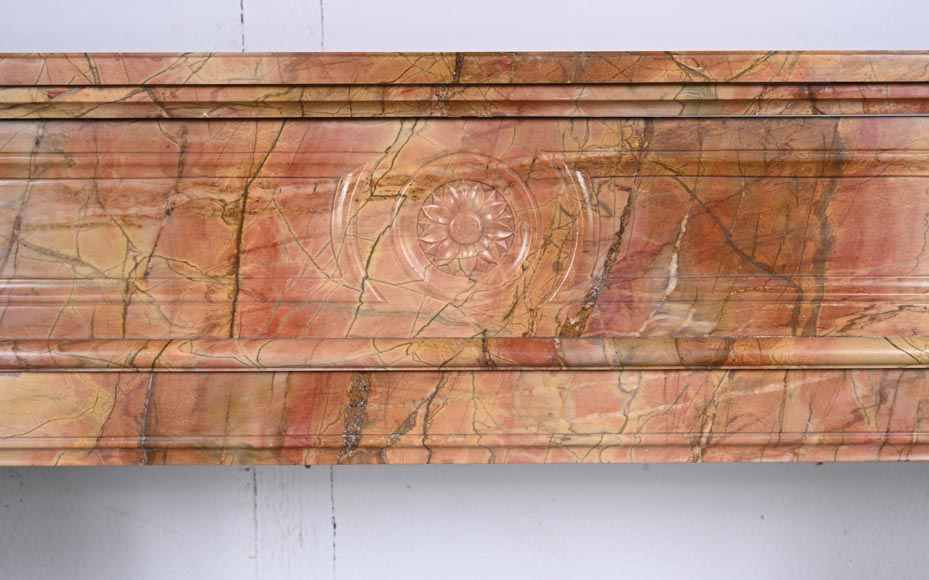 Louis XVI style mantel with rounded corners in rare red marble-1