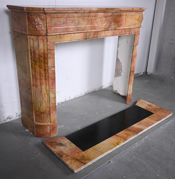 Louis XVI style mantel with rounded corners in rare red marble-2