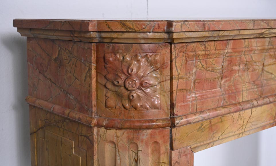 Louis XVI style mantel with rounded corners in rare red marble-3