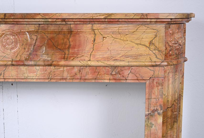 Louis XVI style mantel with rounded corners in rare red marble-7