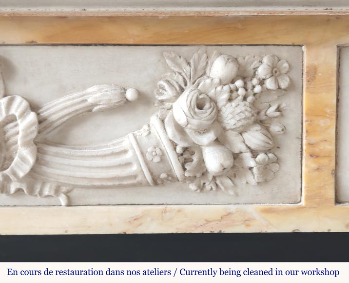 Louis XVI style two-tone marble mantel with detached columns-2