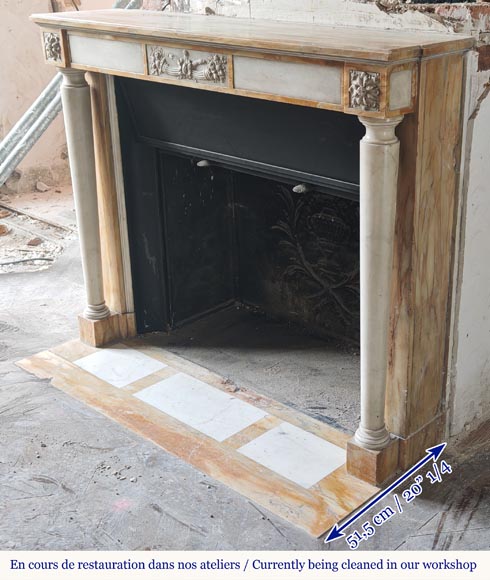 Louis XVI style two-tone marble mantel with detached columns-9