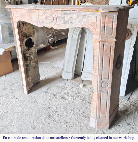 Louis XV style Pompadour mantel in Enjugerais marble-5