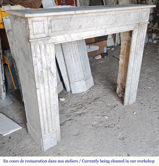 Louis XVI style molded Carrara marble mantel-2