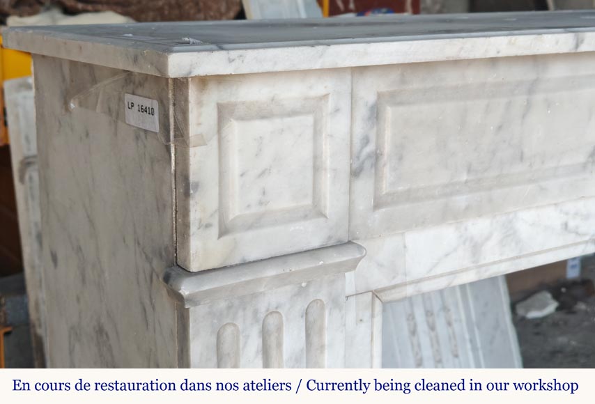 Louis XVI style molded Carrara marble mantel-3