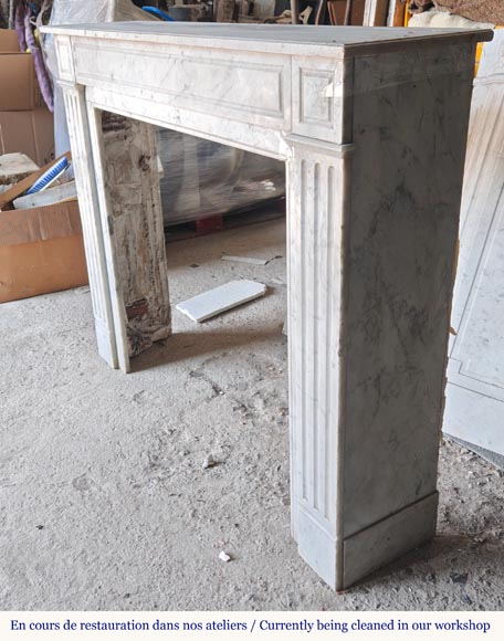 Louis XVI style molded Carrara marble mantel-5