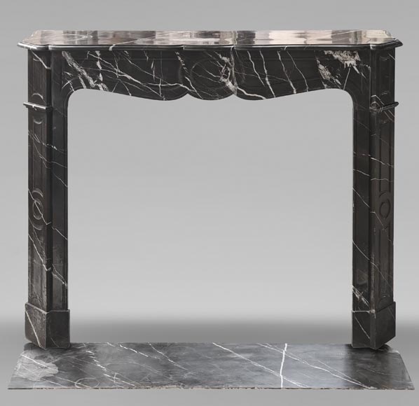 Louis XV style Pompadour mantel in black Marquina marble-0