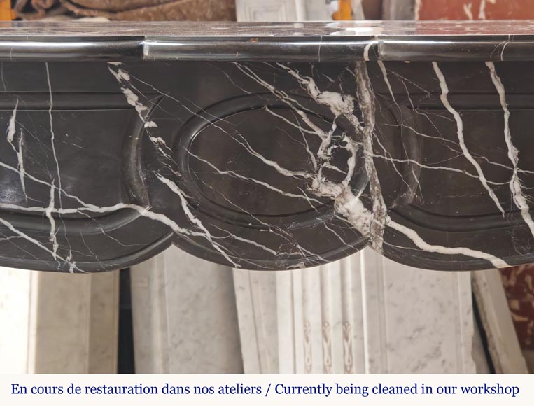 Louis XV style Pompadour mantel in black Marquina marble-1