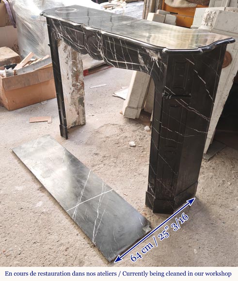 Louis XV style Pompadour mantel in black Marquina marble-5