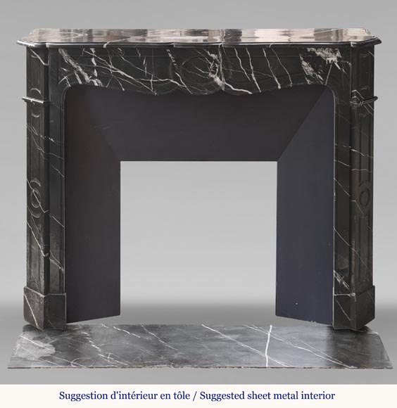 Louis XV style Pompadour mantel in black Marquina marble-10