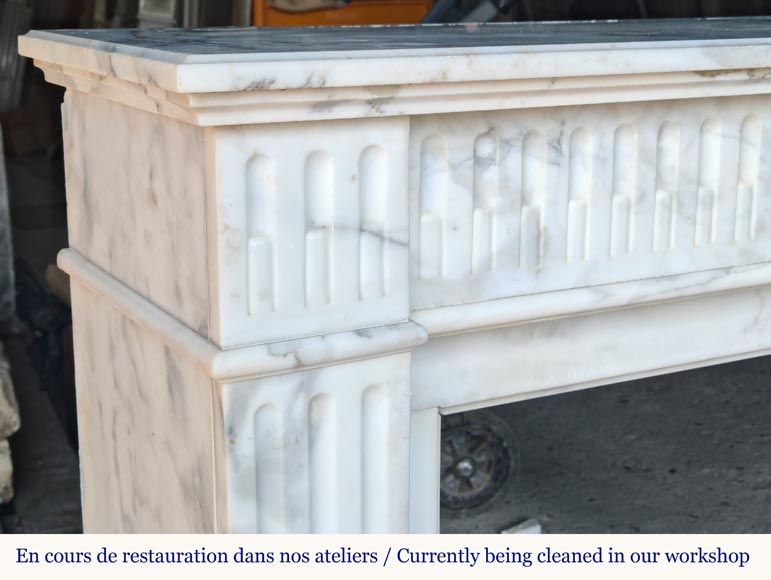 Louis XVI style mantel in semi-statuary marble decorated with curved flutes-2