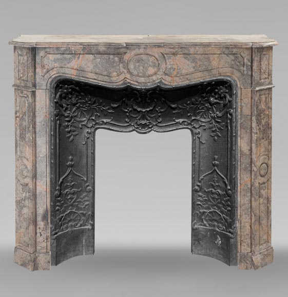 Louis XV style Pompadour mantel in Sarrancolin Ilhet marble-0