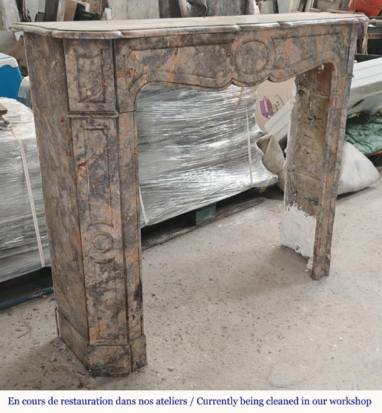 Louis XV style Pompadour mantel in Sarrancolin Ilhet marble-2