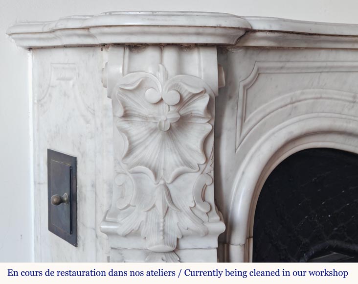 Louis XV style mantel in richly carved Carrara marble-5