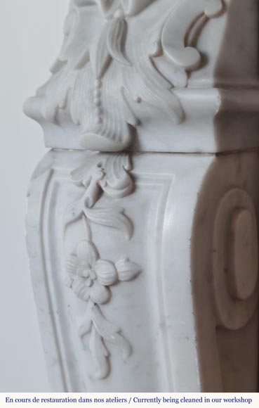 Louis XV style mantel in richly carved Carrara marble-6