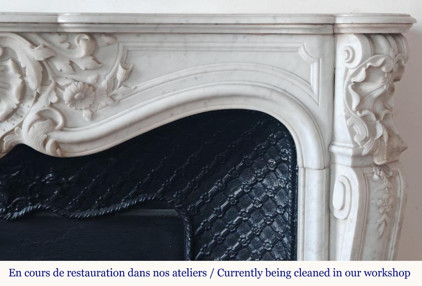 Louis XV style mantel in richly carved Carrara marble-8