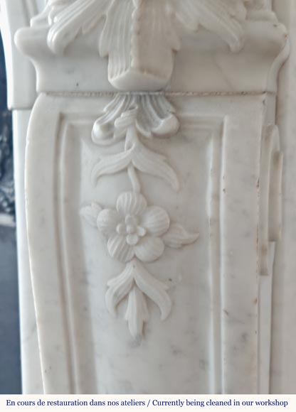 Louis XV style mantel in richly carved Carrara marble-9