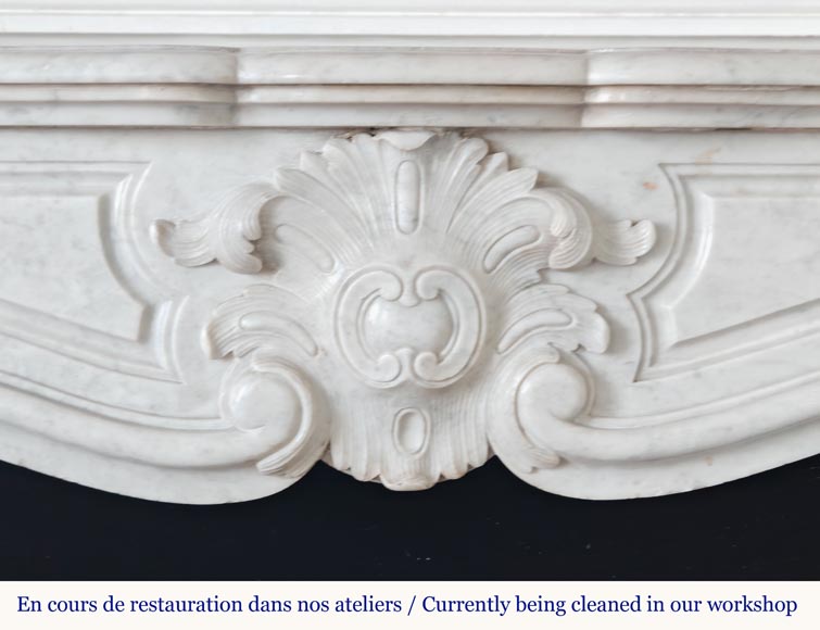 Louis XV style Carrara marble mantel with palmette décor-1