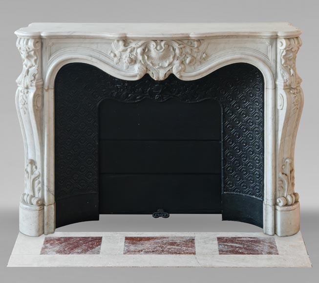 Louis XV style mantel highly carved in Carrara marble-0