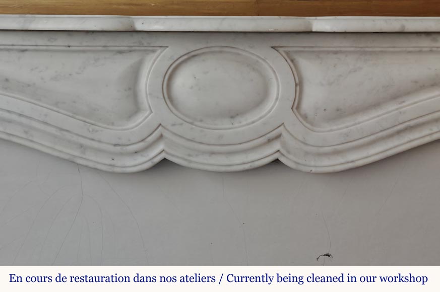 Louis XV style Pompadour mantel in Carrara marble-1