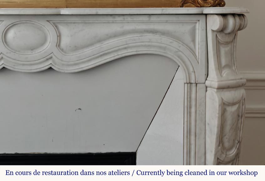 Louis XV style Pompadour mantel in Carrara marble-6