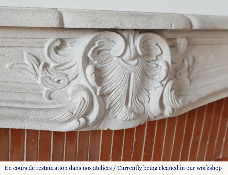 Louis XV style stone mantel with palmette décor-2