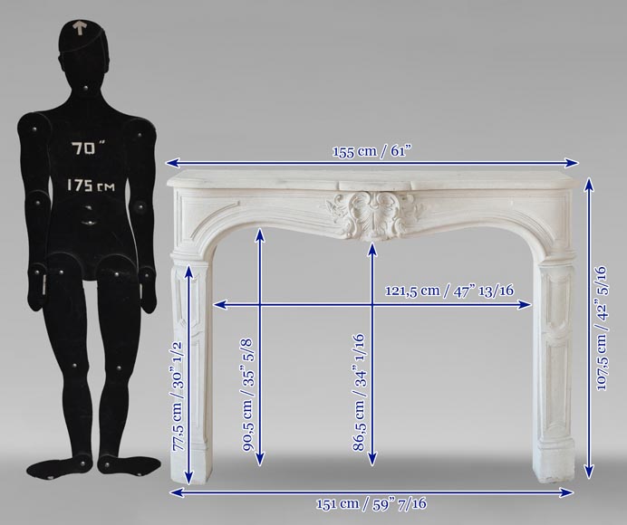 Louis XV style stone mantel with palmette décor-10