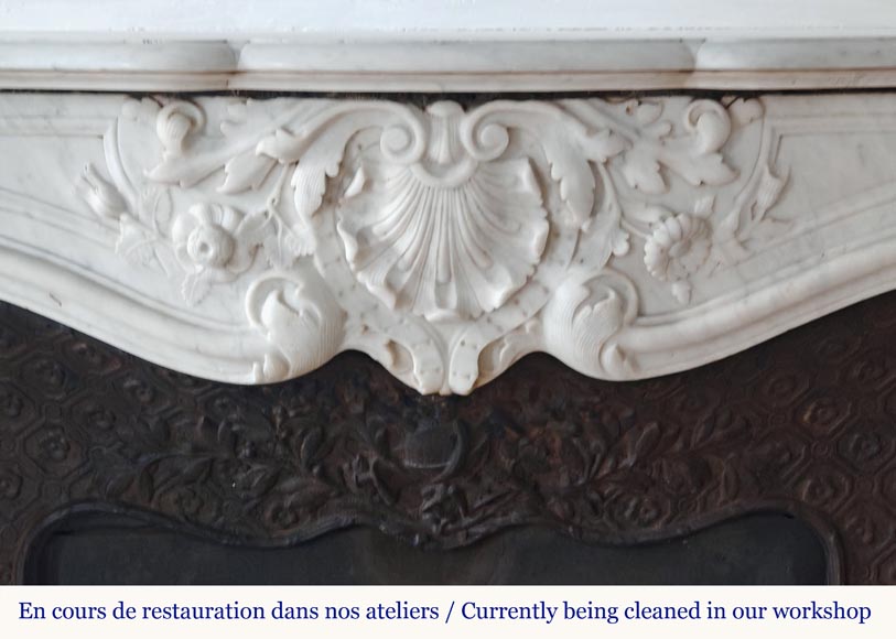 Louis XV style mantel highly carved in Carrara marble-1