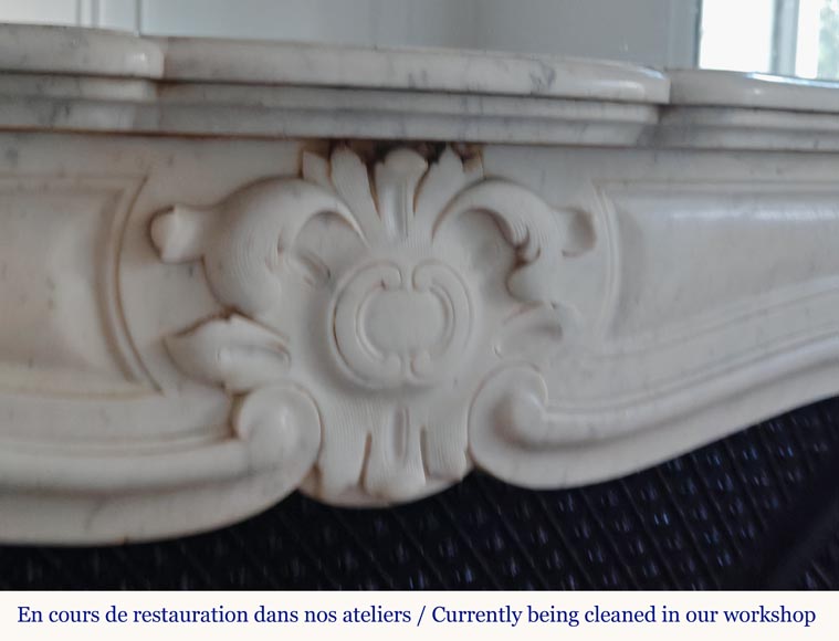 Louis XV style Carrara marble mantel with palmette motif-2