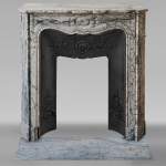 Louis XV style Pompadour mantel in Blue Fleuri marble