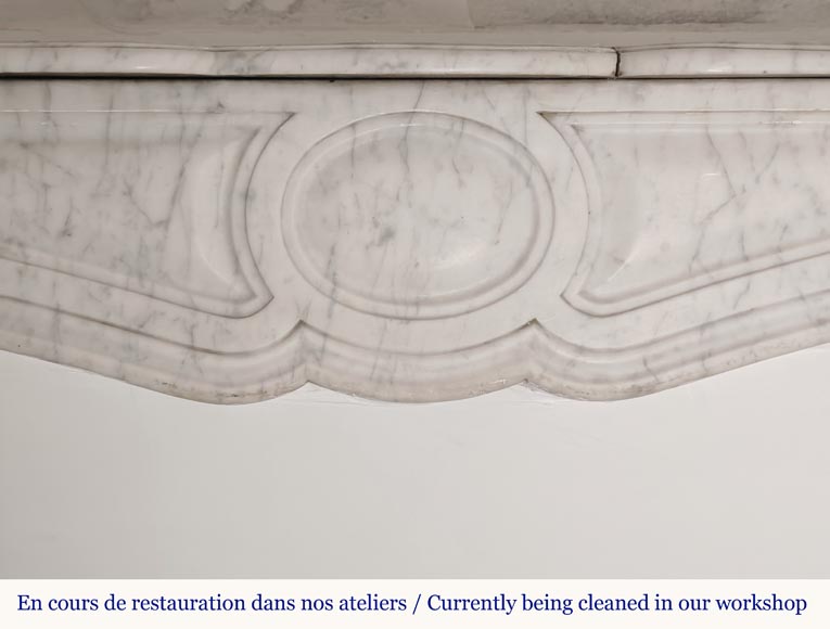 Louis XV style Pompadour mantel in Carrara marble-1